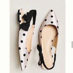 NWT Maeve Polka Dot Slingback Flats with Bow